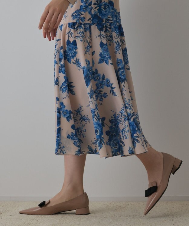 GRACE CONTINENTAL ブーケフラワープリントワンピース ベージュ