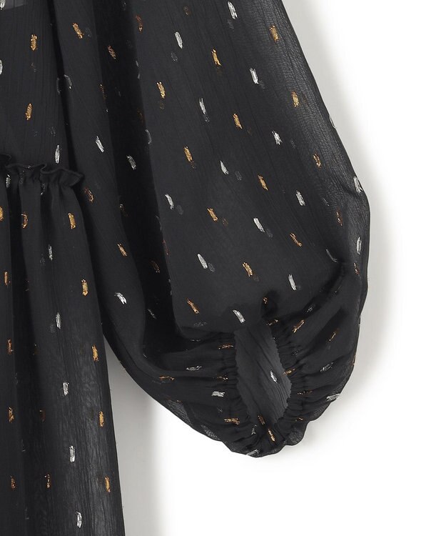 UNFILO ラメリンクルシフォン ワンピース ブラック