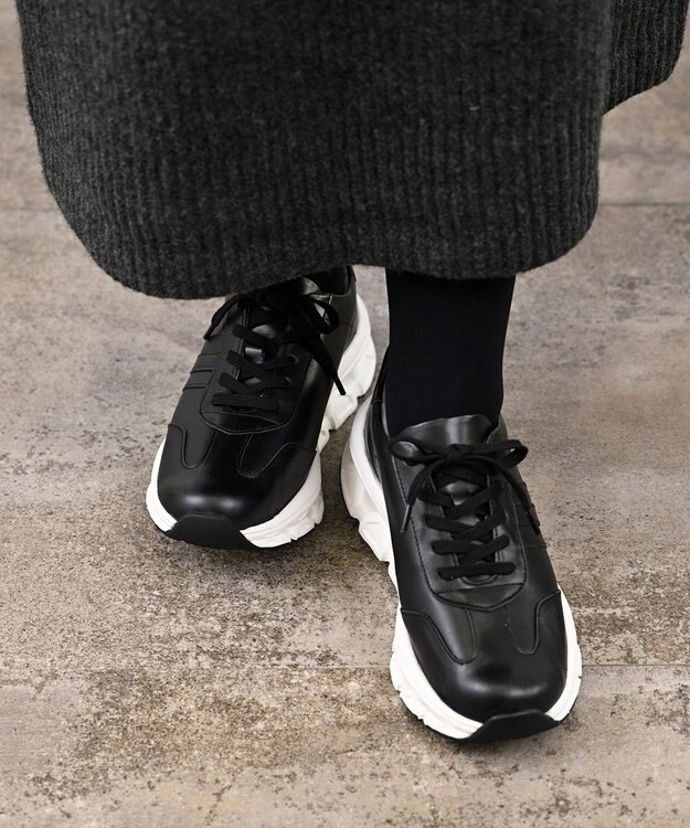 Pointer 日本製 本革 穴開きソールスニーカー ブラック