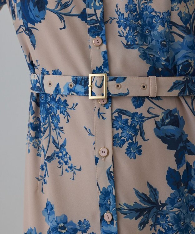 GRACE CONTINENTAL ブーケフラワープリントワンピース ベージュ