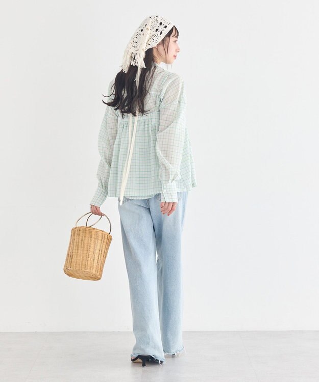 earth music&ecology 【予約】【綿100％】SET2点エプロンライクビスチェ＋シャツ グリーン