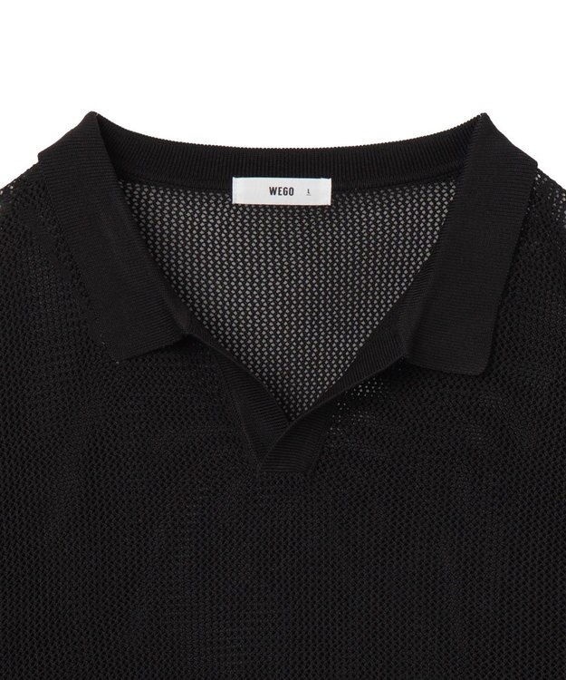 WEGO メッシュポロニットプルオーバー（S） ブラック