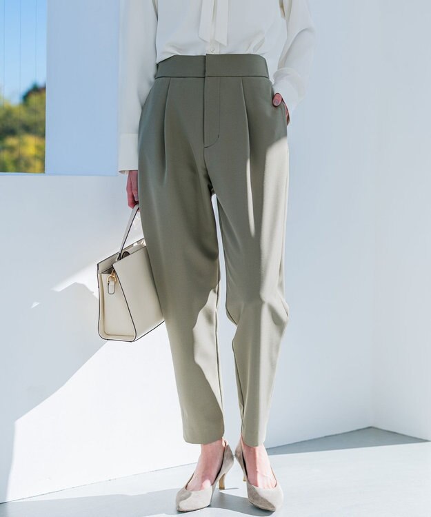 組曲 【洗える・ストレッチ】プランタンカラークロップド パンツ モカカーキ系