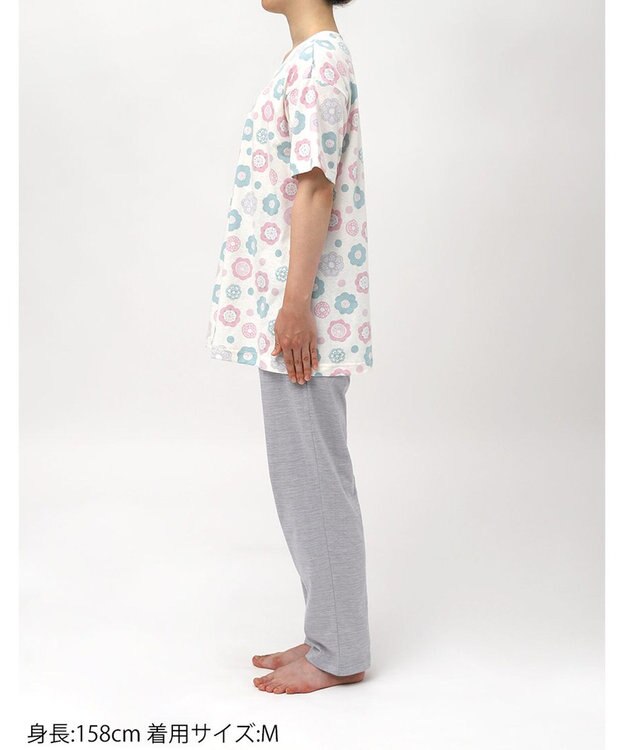 Wing パジャマ 綿100%(本体) 天竺素材 5分袖 半袖 長ズボン レディース EP8045 ウイング／ワコール ピンク