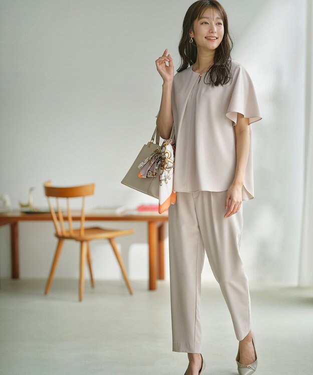 ANY SIS S 【接触冷感・UVカット・吸水速乾】サラキレイ テーパード パンツ アイボリー