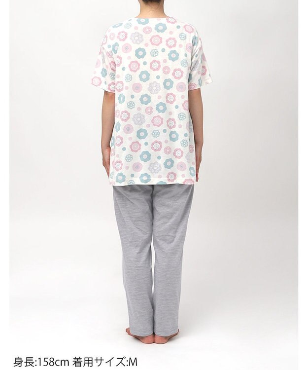 Wing パジャマ 綿100%(本体) 天竺素材 5分袖 半袖 長ズボン レディース EP8045 ウイング／ワコール ピンク