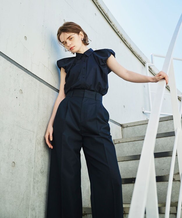 uncrave 【撥水・花粉防止・洗濯機洗い可】クリアツイル ワイドパンツ（uncrave STANDARD） ネイビー