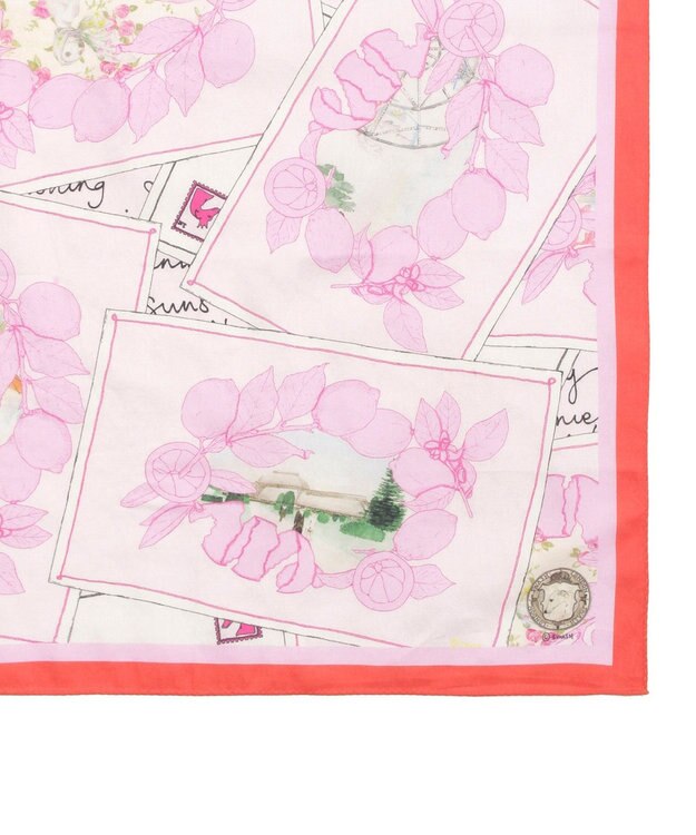MOONBAT 【日本製】SWASH LONDON ポストカードプリント コットン スカーフハンカチ ピンク