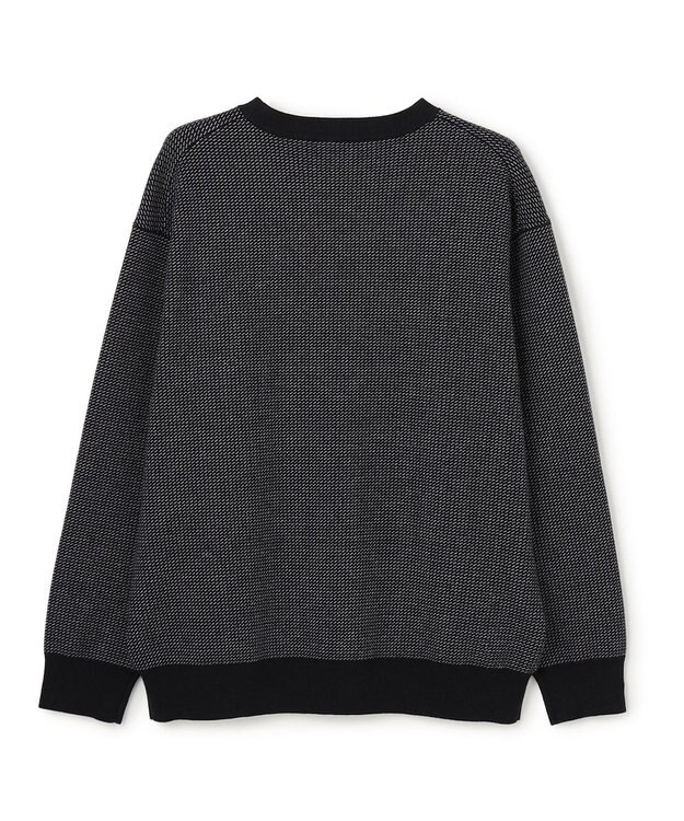 UNFILO MENS 【洗える/抗菌防臭】スムースシルキーニット バーズアイ バーズアイ(ブラック×オフ)