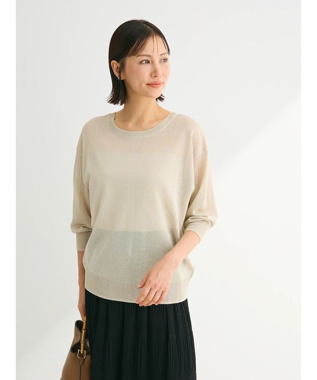 Green Parks ２ｗａｙ　７分袖ブライトシアーニットプルオーバー Beige