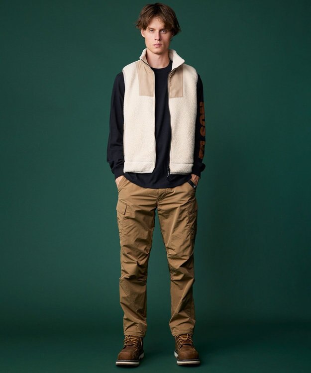 JOSEPH ABBOUD MOUNTAIN 【ECO撥水/起毛裏地】マイクロリップワッシャー カーゴ パンツ ベージュ系