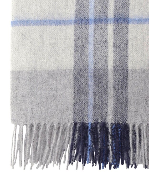 MOONBAT MACKINTOSH PHILOSOPHY ウール100%超大判チェックポンチョストール／幅70cm グレー