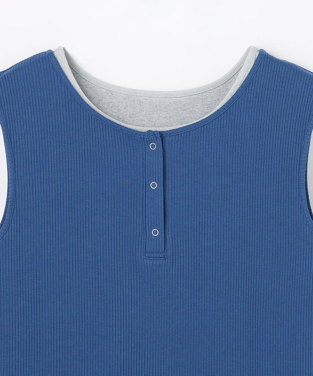 ANY L 【2SET】ツインセットヘンリーネックタンクトップ ブルー×グレー