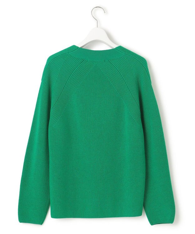 23区 L 【洗える】ウールミドルゲージ Vネック ニット グリーン系