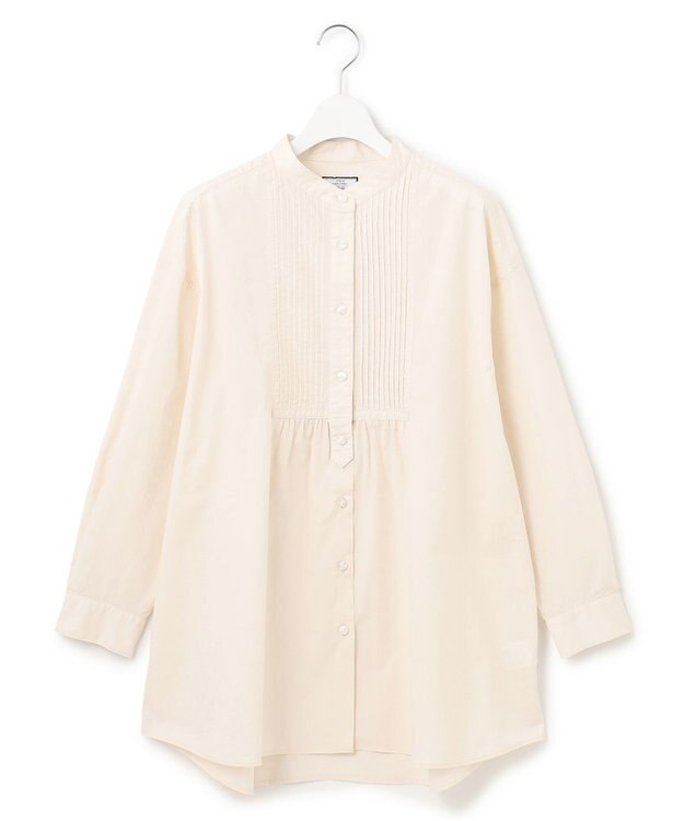 J.PRESS YORK STREET 【WOMEN】コットンタイプライター バンドカラーブラウス アイボリー系