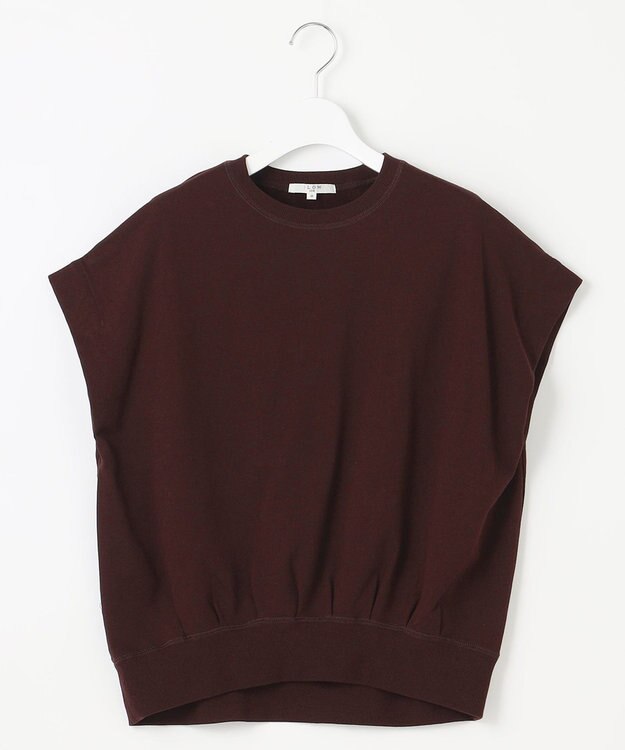 23区 L 【SLOW/洗える】コンパクトインレー フレンチスリーブ カットソー ダークブラウン系