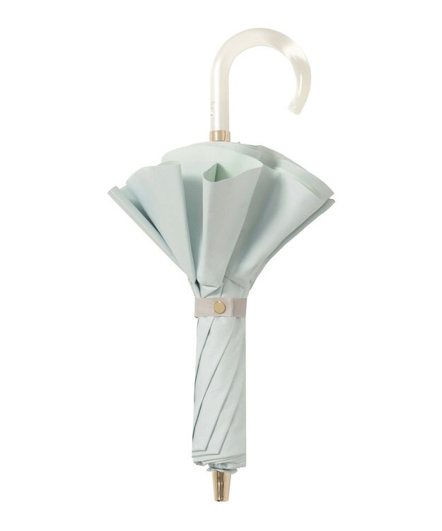 MOONBAT 【1級遮光/遮熱/UV】LANVIN en Bleu (ランバン オン ブルー)晴雨兼用日傘 ラッフルフリル 無地 チャーム付き 折りたたみ傘 楽折 ライトグリーン