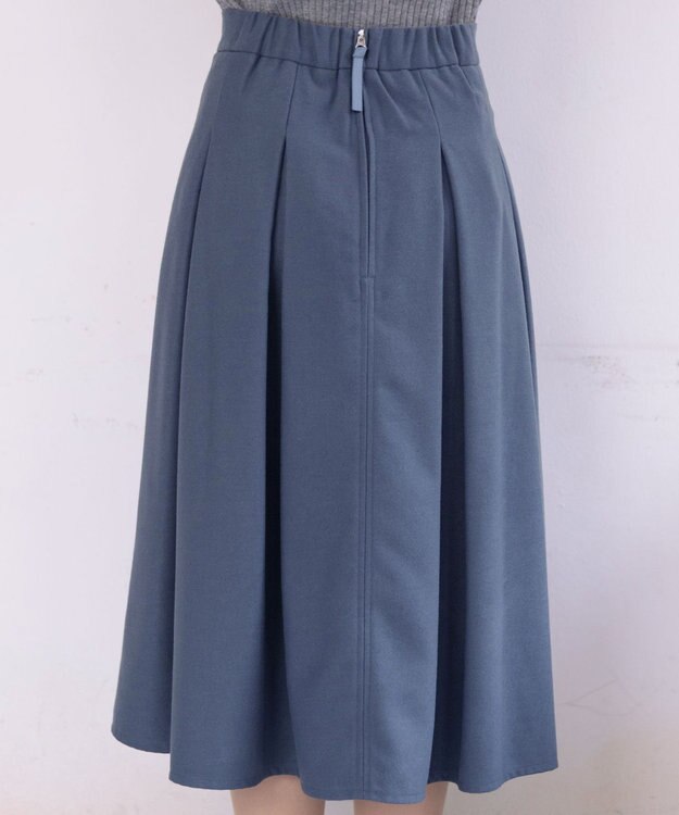 Tiaclasse L 【洗える】大人上品なウール調タックフレアスカート ピンクモカ