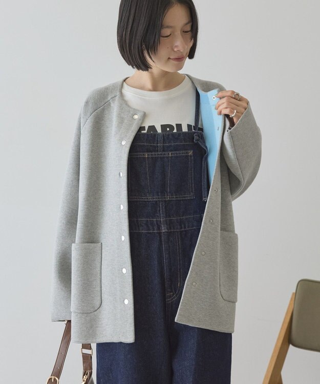 AMERICAN HOLIC Wフェイスラウンドヘム ラグランニットカーディガン Gray Mixture