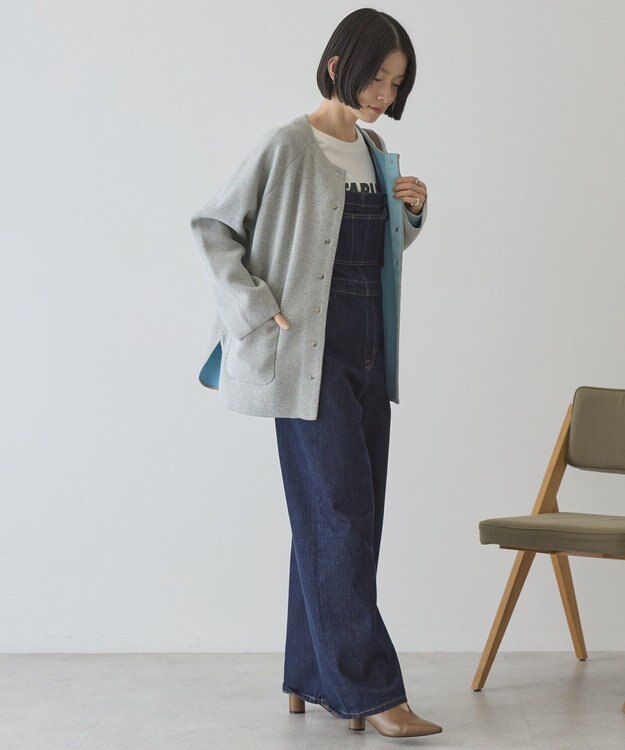 AMERICAN HOLIC Wフェイスラウンドヘム ラグランニットカーディガン Gray Mixture