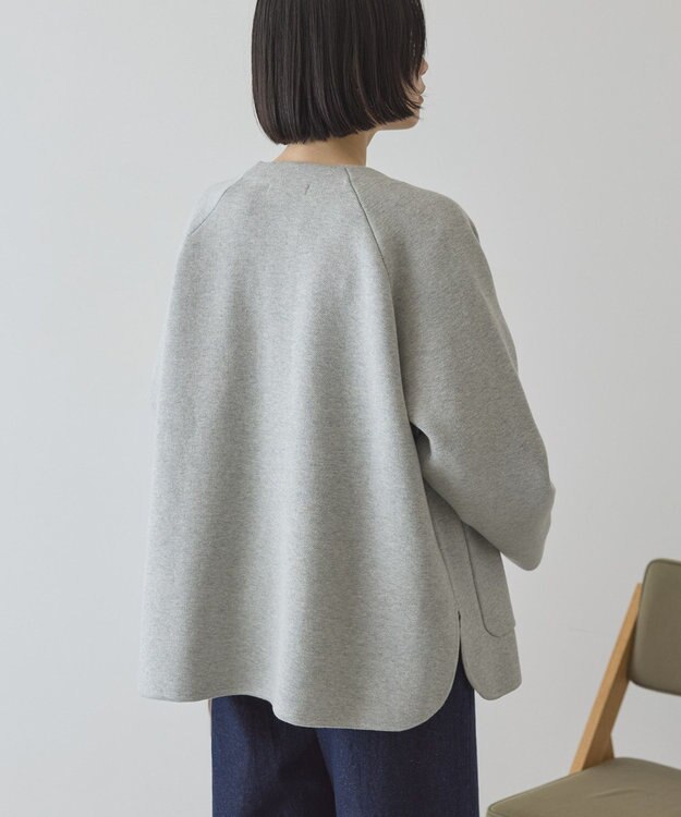 AMERICAN HOLIC Wフェイスラウンドヘム ラグランニットカーディガン Gray Mixture
