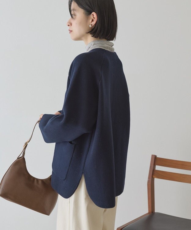 AMERICAN HOLIC Wフェイスラウンドヘム ラグランニットカーディガン Dark Navy