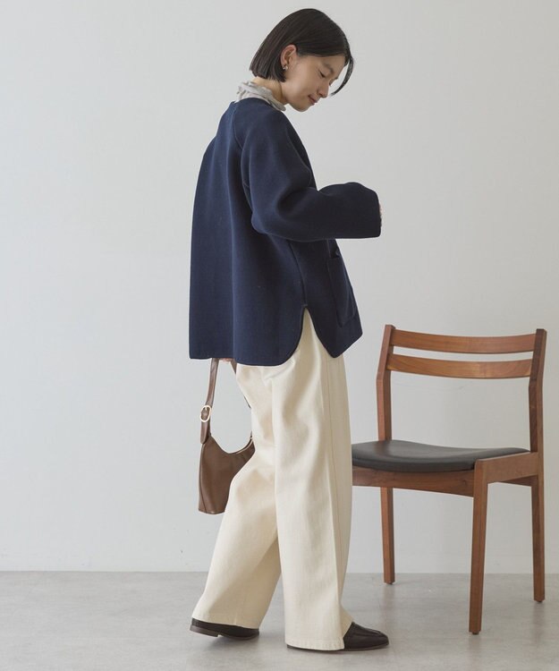 AMERICAN HOLIC Wフェイスラウンドヘム ラグランニットカーディガン Dark Navy