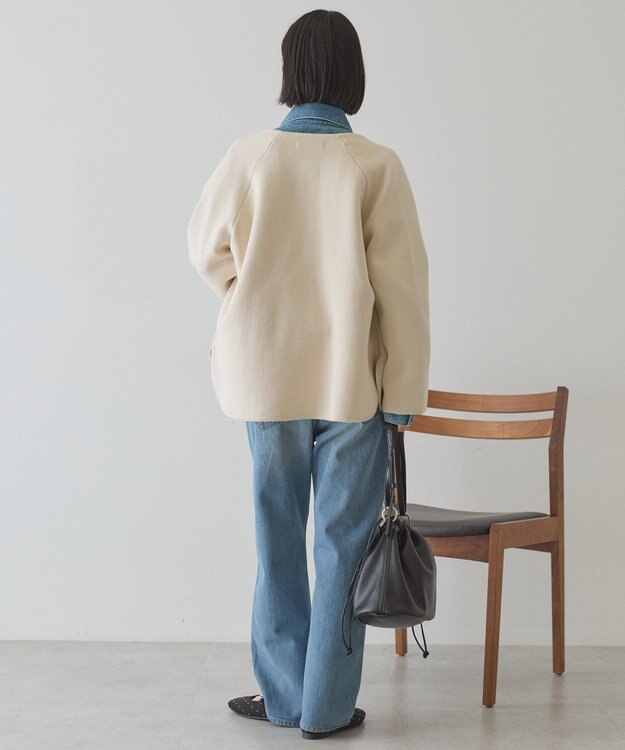 AMERICAN HOLIC Wフェイスラウンドヘム ラグランニットカーディガン Light Beige