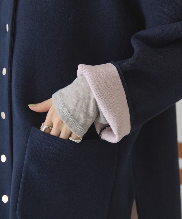 AMERICAN HOLIC Wフェイスラウンドヘム ラグランニットカーディガン Dark Navy