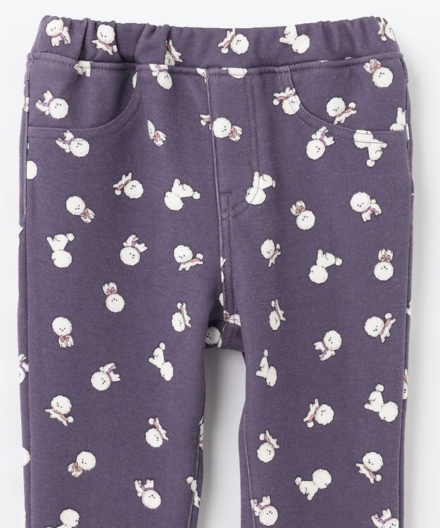 ANY KIDS 裏シャギー総柄ガーリーパンツ モーヴ×イヌ柄