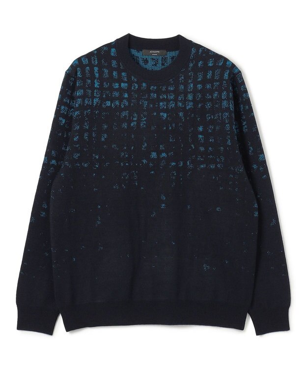 JOSEPH HOMME ドローイングブレイドジャガード　クルーネック長袖ニット ネイビー系3