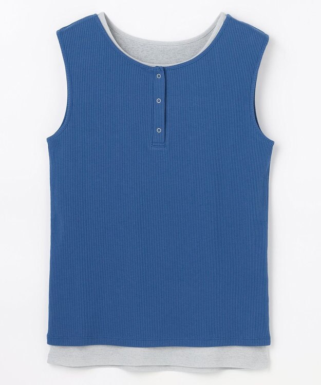 ANY L 【2SET】ツインセットヘンリーネックタンクトップ ブルー×グレー