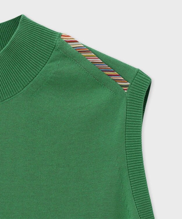 Paul Smith パイピングストライプ ノースリーブ ニット グリーン