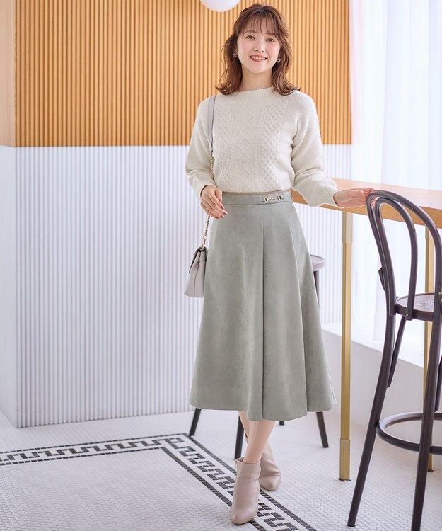 ANY SIS 【洗える】スエードライクビット スカート ミント