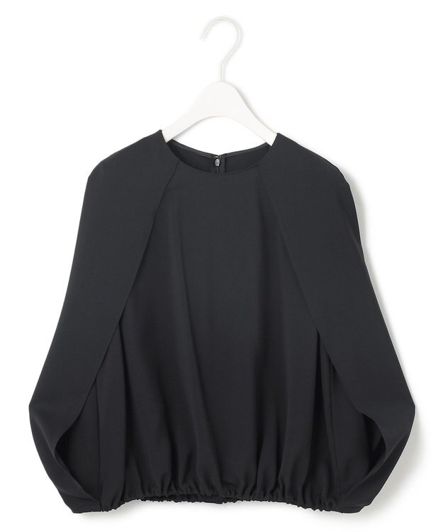 ICB L 【接触冷感・UVケア・吸水速乾・防シワ・洗える】 ドレープツイル ブラウス ブラック系