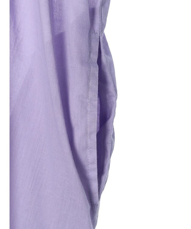 Green Parks インド綿　パイピングバンドカラーシャツチュニック Purple