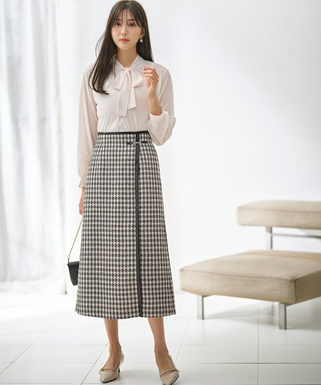 ANY SIS 【25周年記念】ビットポイントツイーディ スカート モノトーン千鳥