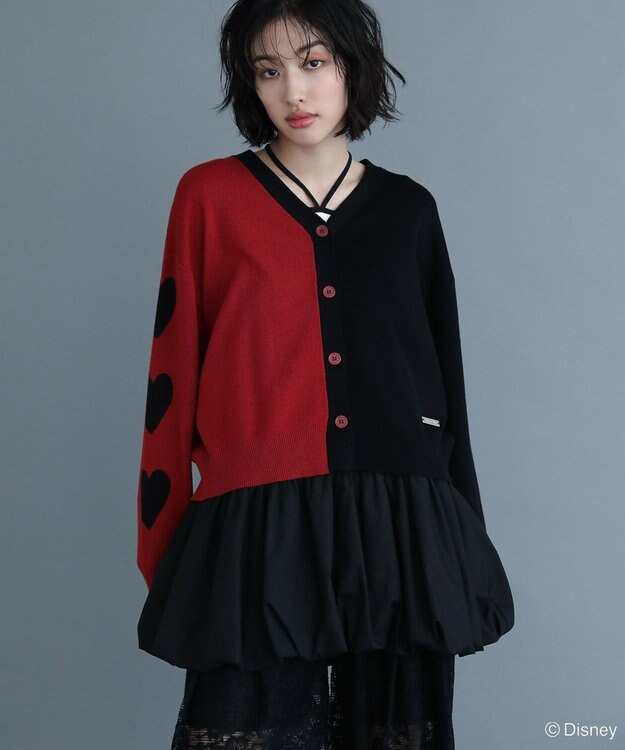 Green Parks VILLAINS/アシンメトリーニットカーディガン Red