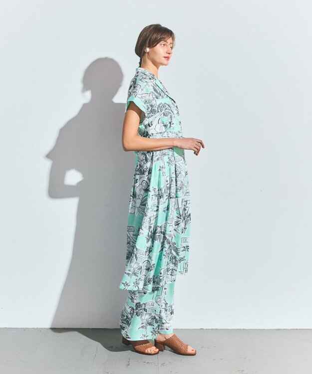 GRACE CONTINENTAL リゾートプリントツイルドレス ミント