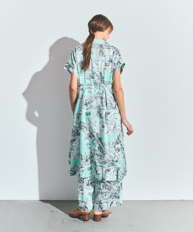 GRACE CONTINENTAL リゾートプリントツイルドレス ミント