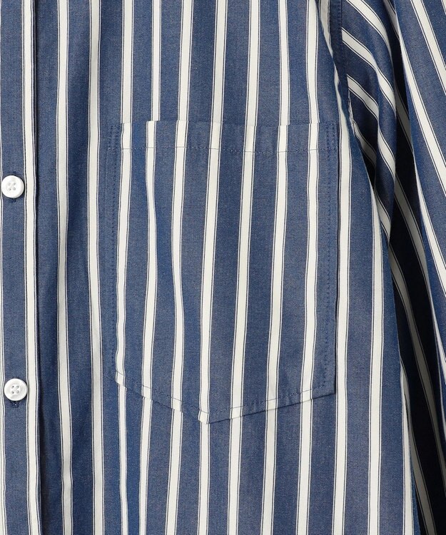 J.PRESS YORK STREET 【WOMEN】ワンウォッシュ ストライプ シャツワンピース ネイビー系1