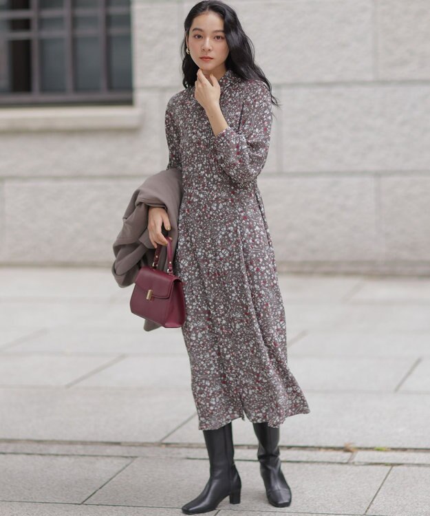 組曲 L プティフラワープリント ワンピース グレー系5