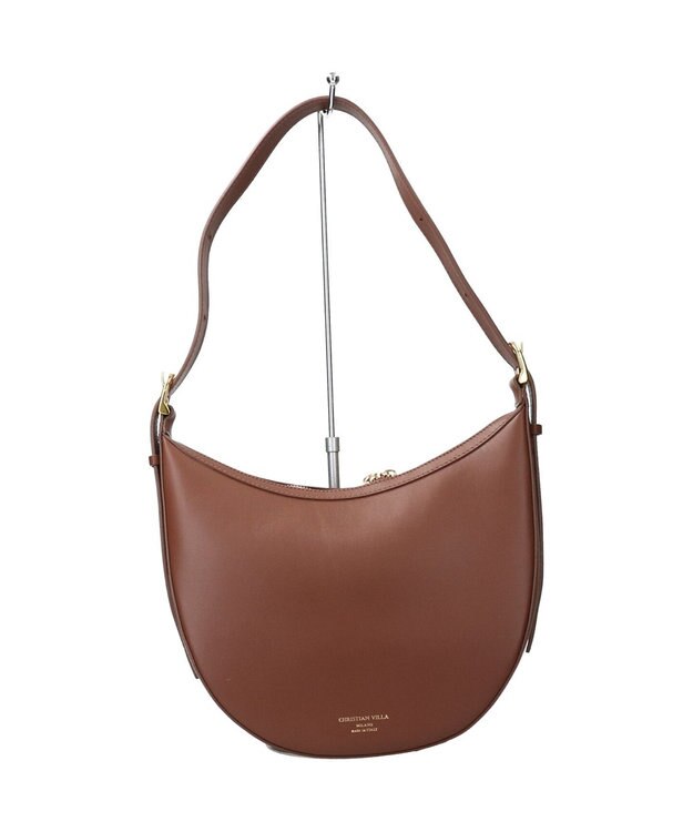 INTER-CHAUSSURES 【CHRISTIAN VILLA】ミディアムサイズレザーホーボーバッグ ブラウン
