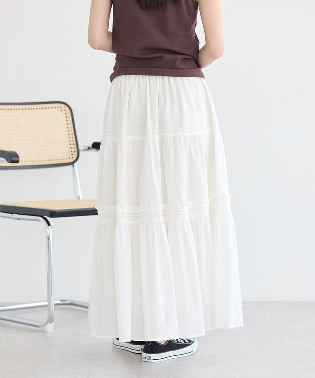 earth music&ecology ティアードギャザースカート Off White