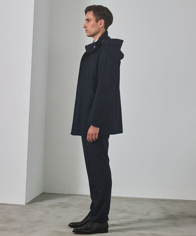 GOTAIRIKU 25年新作/3シーズン対応【仕事で着用可】メランジカルゼ フーデッドブルゾン_無地 ネイビー系