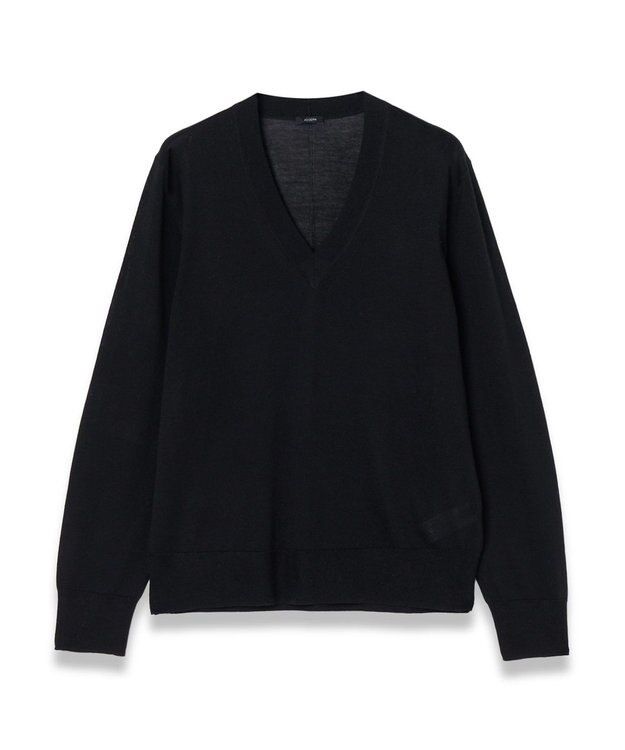 JOSEPH 【洗える】スーパーファインコットンシルク　Vネックニット Black