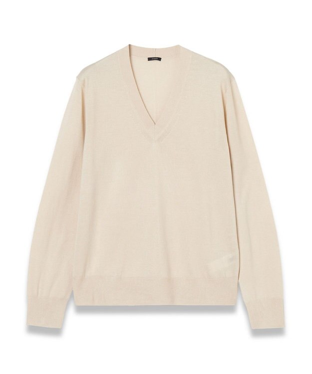 JOSEPH 【洗える】スーパーファインコットンシルク　Vネックニット Quail