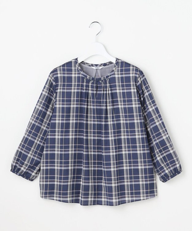 J.PRESS LADIES プロビスストライプ＆チェック カットソー ブルーチェック系