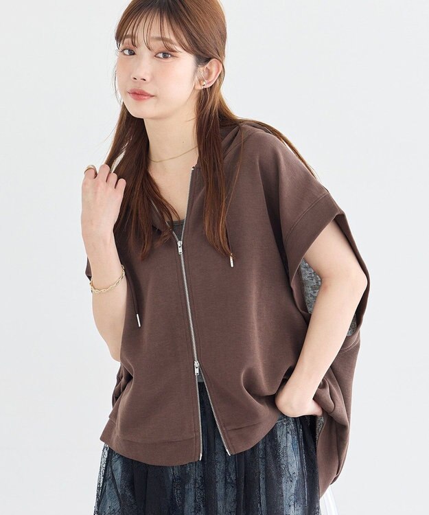 earth music&ecology シアーダンボールフーディーベスト Brown