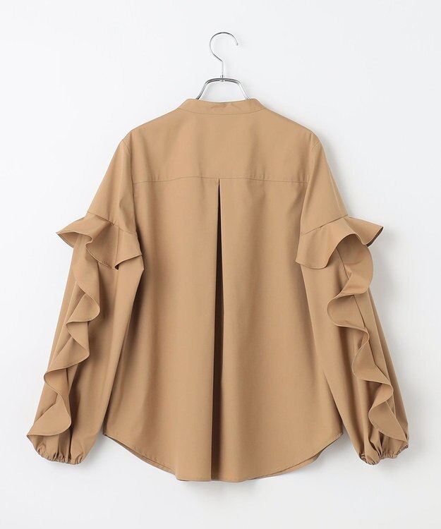 #Newans 【ANSWER for Co-Creation】フリルスリーブバンドカラーブラウス キャメル系